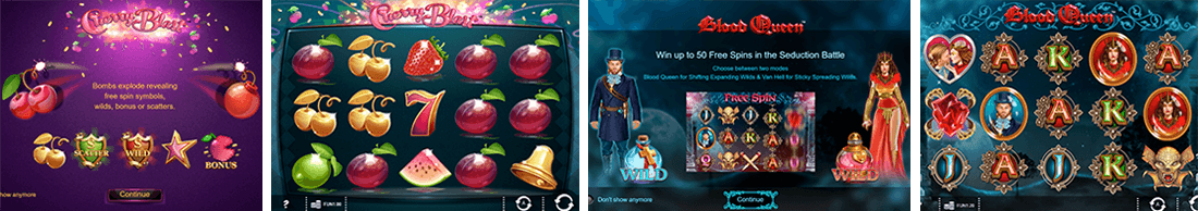 Cherry Blast and Blood Queen slot games from 1x2 Network