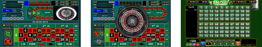 EGT has 3 released table games - Virtual Roulette, European Roulette and Keno Universe